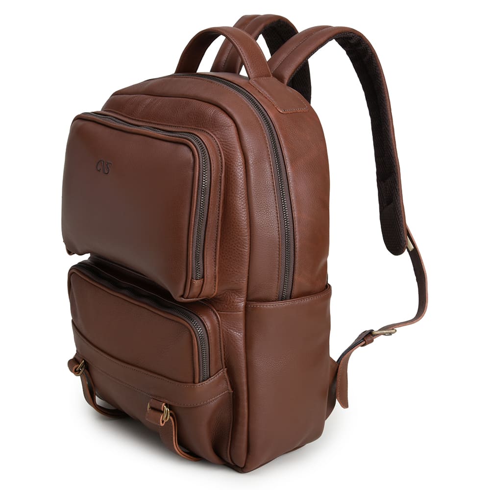 Men's Cognac Leather Backpack – CNS M102