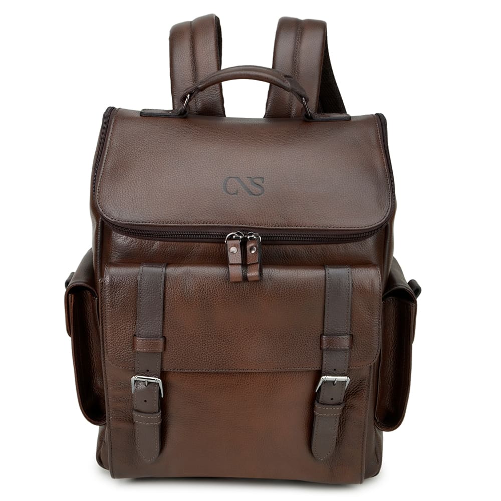 Men's Cognac Leather Backpack – CNS M187